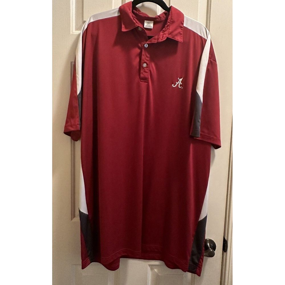 University of Alabama NCAA Crimson Tide Polo Shirt Granite/Red- Mens XLT